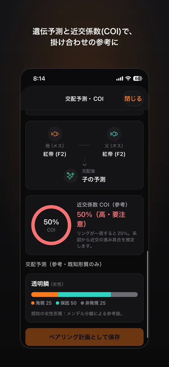 近交係数の警告画面